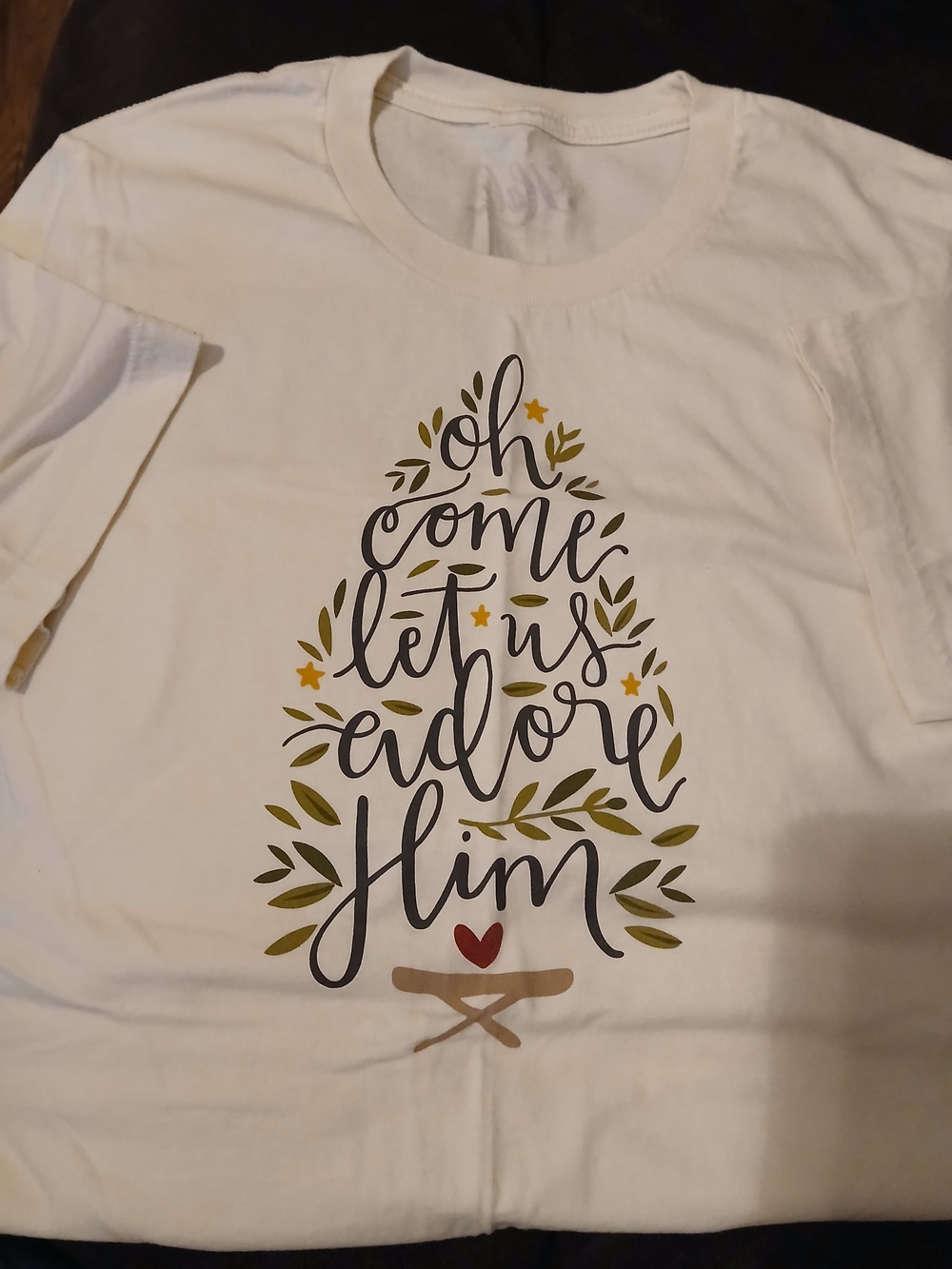 Halo White Short Sleeve Tee with Holiday Tree Script